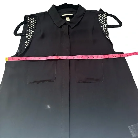 UO Silence + Fade Black Button Down See Through Tank Studded shoulders in Small - Picture 6 of 9